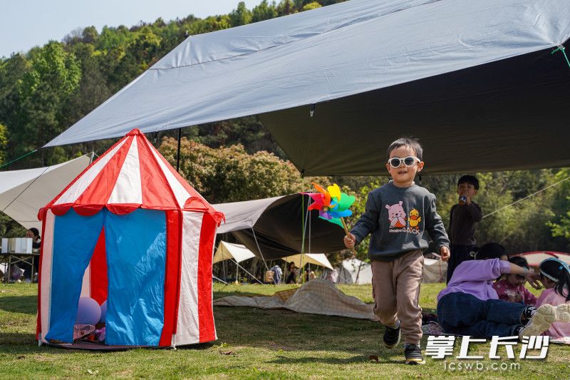 相对于城市，城郊露营深受许多儿童的欢迎。