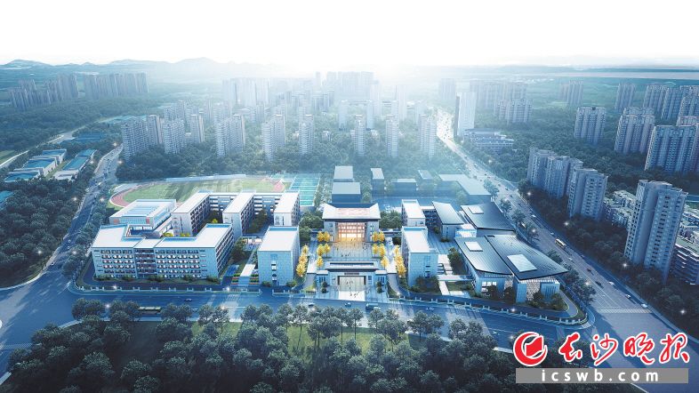 长沙市第十一中学新校区鸟瞰效果图